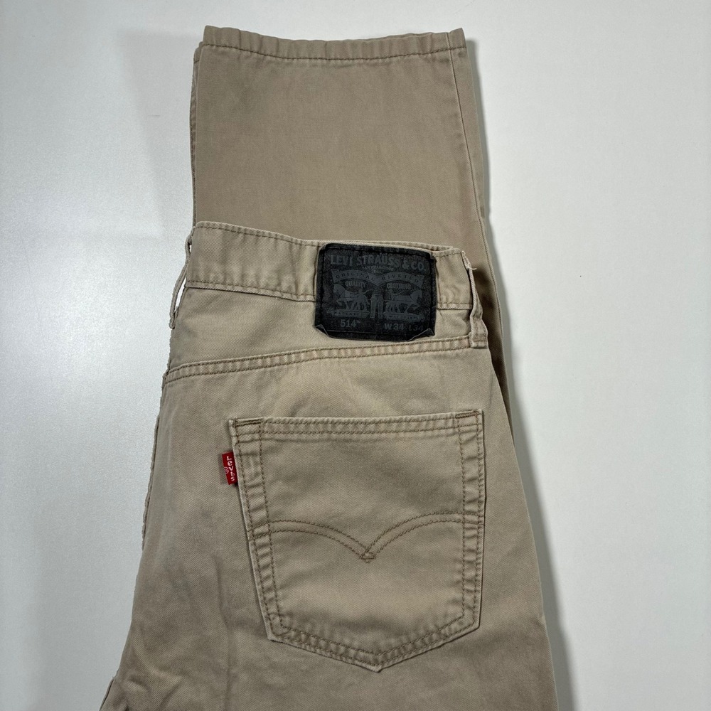 Levis 514 Pants 34x32 Beige Straight Cotton Twill Cowboy USA (Tag 34x34)